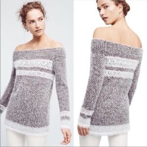 Anthropologie Sleeping on Snow Faroe fuzzy texture off the shoulder sweater Med.